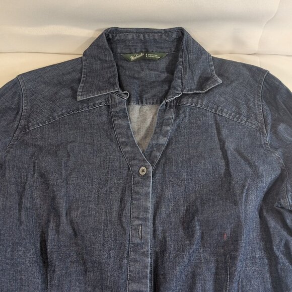 Woolrich Denim Long Sleeve Button Up Blue Women M Medium 2449 Collar Jean Shirt - Picture 2 of 15